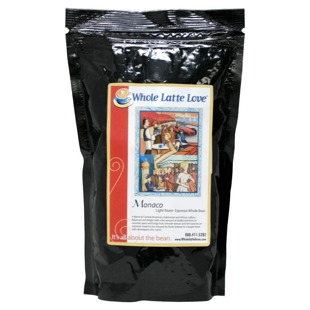 Whole Latte Love Monaco Whole Bean Espresso 1LB Bag 3 Whole Latte Love Monaco Whole Bean Espresso 1LB Bag