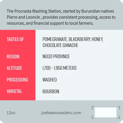 Joe Bean Burundi Nkanda Procasta 12 Oz 4 Joe Bean Burundi Nkanda Procasta 12 Oz - Image 2