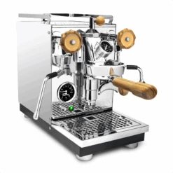 Profitec Pro 400 Espresso Machine With Flow Control And Olive Wood -Crema Coffee Store Chrome Olive Orange FC