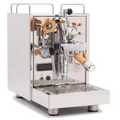 ECM Classika PID Espresso Machine With Flow Control - Olive Wood -Crema Coffee Store ClassikaPIDOliveWoodFlowControl Angled