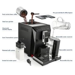Refurbished DeLonghi Eletta Cappuccino In Black ECAM44660B -Crema Coffee Store Coffee3DDetailsElettaECAM44660b