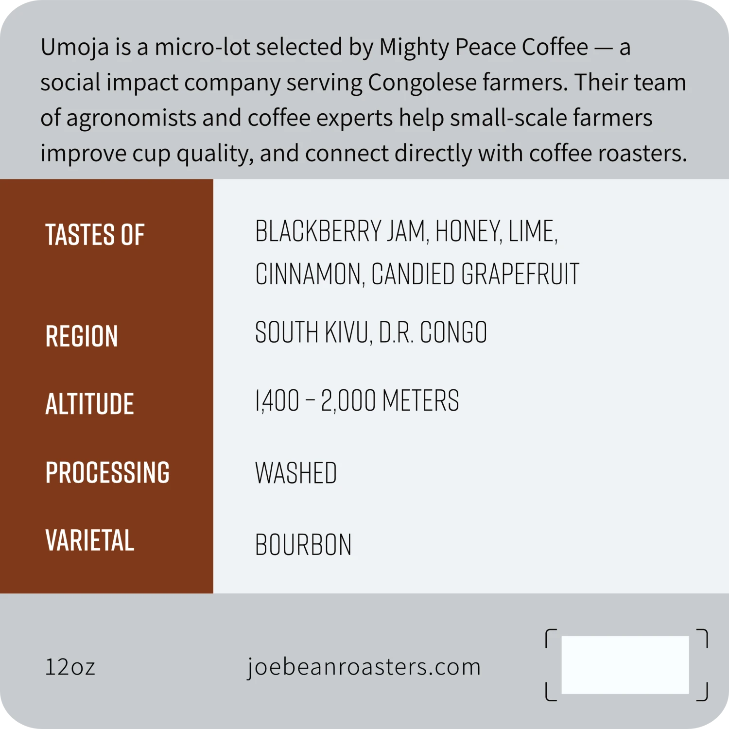 Joe Bean Congo Umoja - Mighty Peace Coffee 4 Joe Bean Congo Umoja - Mighty Peace Coffee - Image 2