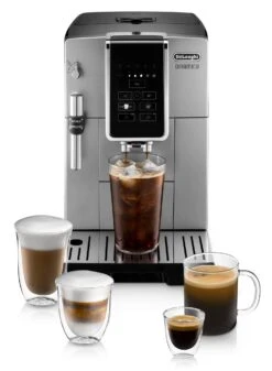 Refurbished DeLonghi Dinamica ECAM35025SB Espresso Machine -Crema Coffee Store DinamicaECAM35025SBWhitebackground allcoffeedrinks 80ddae29 cb5d 4f4c a776 aa80d3508435
