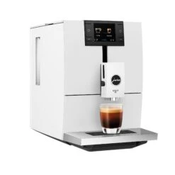 JURA ENA 8 Espresso Machine - Full Nordic White -Crema Coffee Store ENA 8 Full Nordic White NAA angle espresso square