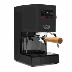 Gaggia Classic Evo Pro Espresso Machine In Thunder Black With Olive Wood -Crema Coffee Store GACLASSICEVOPROBLKOW Black Olive Single EVO 1153