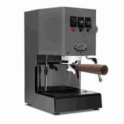 Gaggia Classic Evo Pro Espresso Machine In Industrial Grey With Walnut -Crema Coffee Store GACLASSICEVOPROGRYWL Gray Walnut Single EVO 1153