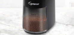 Capresso Infinity Plus Conical Burr Coffee Grinder In Black -Crema Coffee Store GroundsBin Grid4