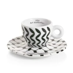 Illy Mona Hatoum Set Of 2 Espresso Cups And Saucers -Crema Coffee Store blackcup