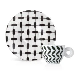 Illy Mona Hatoum Set Of 2 Espresso Cups And Saucers -Crema Coffee Store blackcup2