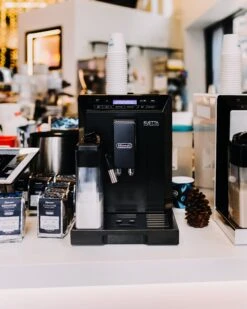 Refurbished DeLonghi Eletta Cappuccino In Black ECAM44660B -Crema Coffee Store delonghi social lifestyle eletta black coffee n clothes event all rights jan 2099