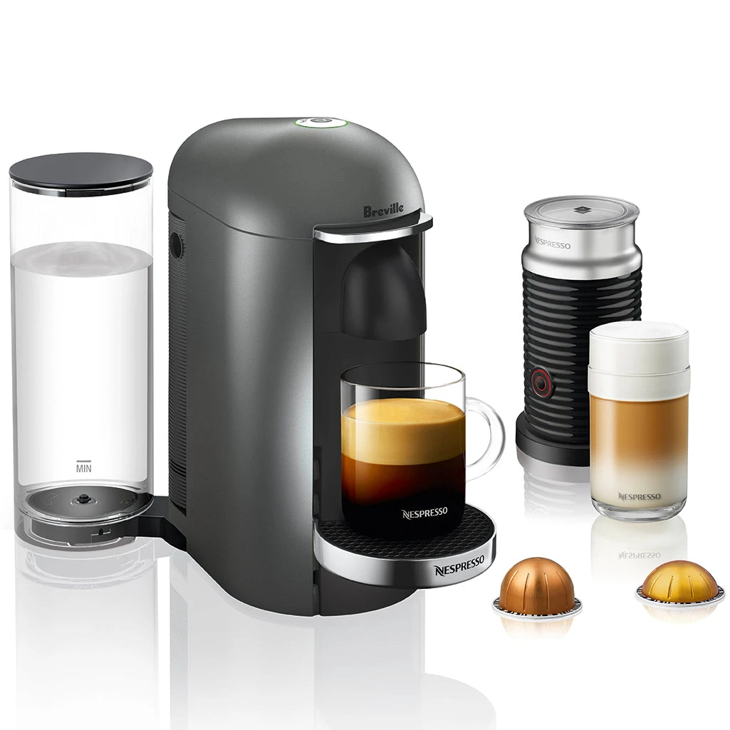 Nespresso VertuoPlus Deluxe And Aeroccino Bundle In Titan 3 Nespresso VertuoPlus Deluxe And Aeroccino Bundle In Titan